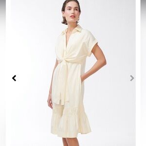 Chico’s Black Label Poplin Neutral Bow Dress Small